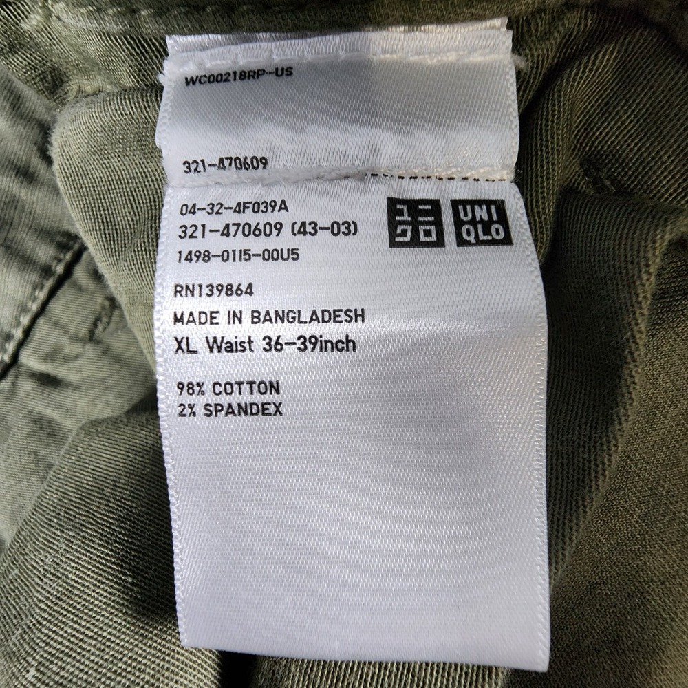 Uniqlo‎ Cargo Pants Men XL 37x30 Army Green Work Utility Military Wide Leg Baggy - Picture 7 of 10